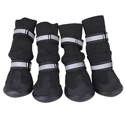Produktbild: GOTOTOP 4 PCS Hundestiefel, wasserdichte Hundeschuhe Anti-Rutsch-Schutzstiefel für mittlere und große Hunde im Freien(XL-Schwarz)