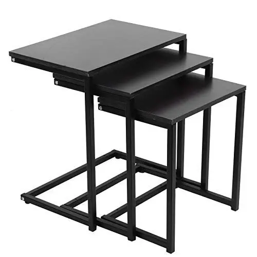 Produktbild: GOTOTOP Moderne Quadratische Nachttische, Beistelltisch 3er Set Couchtisch Satztische Wohnzimmertische für Schlafzimmer Wohnzimmer, 50,5x54x33cm