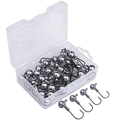 Produktbild: Goture 40 Stück Jigköpfe Angelhaken 10g, Jighaken, Jighead, Jigköpfe Set, Jighaken Set, Jigkopf für Gummifische Set, Jigköpfe, Jighaken mit Round Jighead für Gummifische zum Raubfishangeln