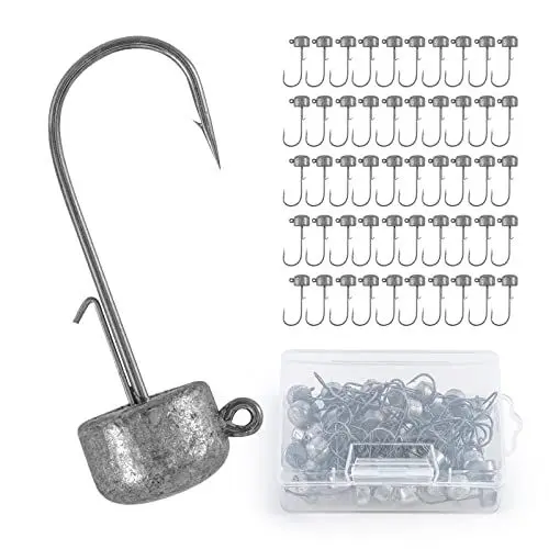 Produktbild: Goture 50 Stück Angelhakenset Jigköpfe 3.5g, Ned Rig Jigs, Scharfen Jighaken Dropshot Haken für Gummifische, Karpfen Bleikopf Angelhaken Offset Angelhaken, Jigkopf Set, Jighaken Set