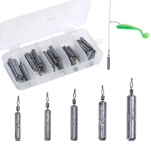 Produktbild: Goture Drop Shot Gewicht, 28 Stück Angeln Gewichte Angelzubehör Set, bleistiftförmigen Angelbleistiften, Drehgelenk, Angelausrüstungsset für Barschforellenwels, Snagless Sinker Rig für Angler
