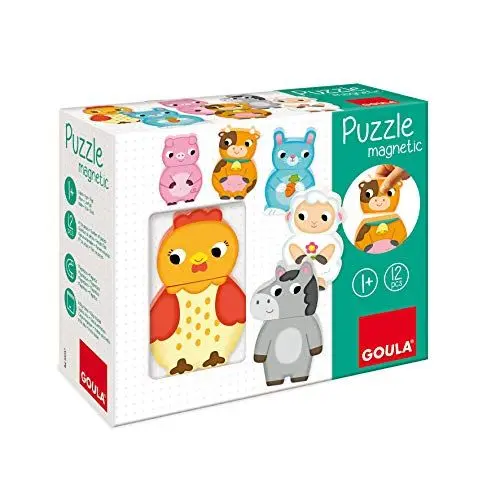Produktbild: Goula 455245 Magnetisches Holzpuzzle Bauernhoftiere, Magnetpuzzle, Holzspielzeug, ab 12 Monaten