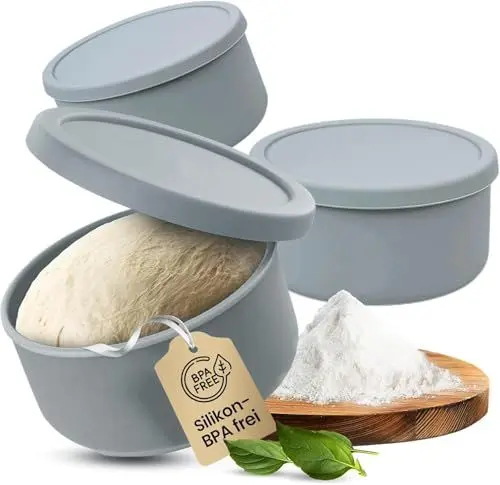 Produktbild: GOURDBRO Pizzaballenbox mit Deckel, Innovative Teigbox, Pizzabox, Gärbox aus Löse-Leichtem Silikon, Pizzateig Platzsparend Gären, Große Kapazität Pizza Box, Stapelbare Pizzateig Box, Pizza Zubehör