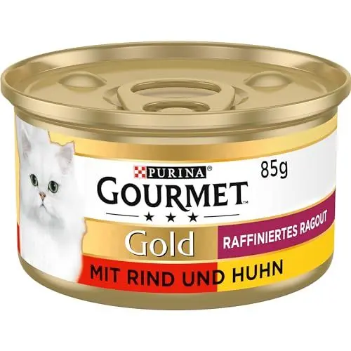 Produktbild: Gourmet Gold Raffiniertes Ragout Duetto Katzenfutter nass, Rind und Huhn, 12er Pack (12 x 85g)