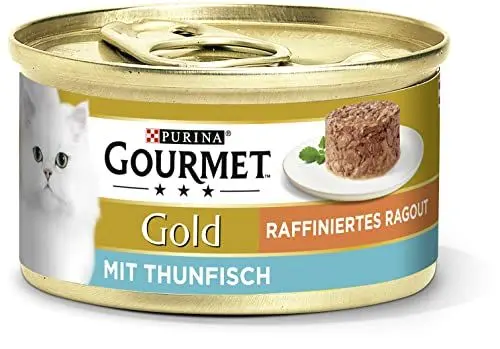 Produktbild: Gourmet Gold Raffiniertes Ragout Katzenfutter nass, mit Thunfisch, 12er Pack (12 x 85g)