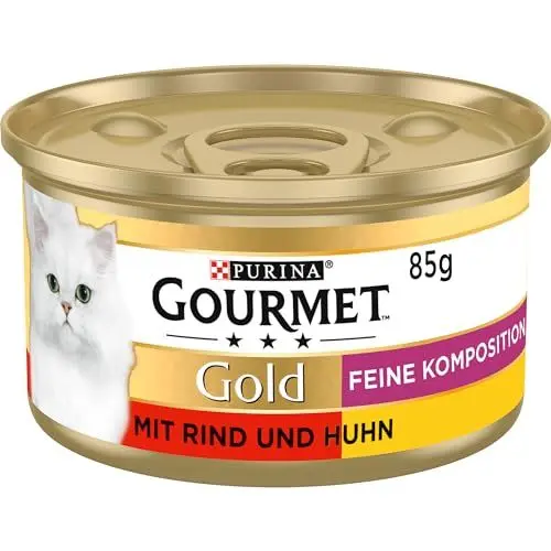 Produktbild: Gourmet PURINA GOURMET Gold Feine Komposition Katzenfutter nass, mit Rind und Huhn, 12er Pack (12 x 85g)
