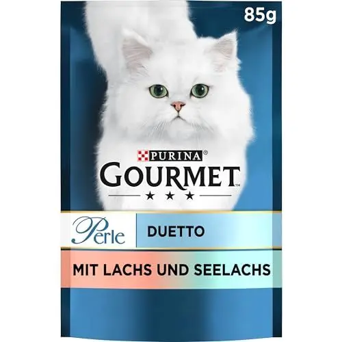 Produktbild: Gourmet PURINA GOURMET Perle Duetto Katzenfutter nass, mit Lachs und Seelachs, 26er Pack (26 x 85g)