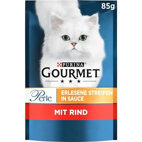 Produktbild: Gourmet PURINA GOURMET Perle Erlesene Streifen Katzenfutter nass, mit Rind, 26er Pack (26 x 85g)