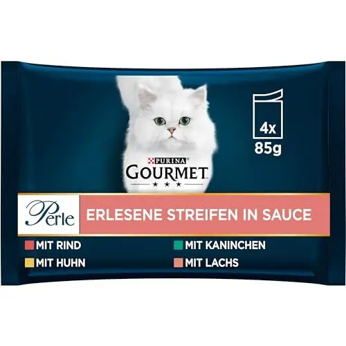 Produktbild: Gourmet Perle Erlesene Streifen Katzenfutter nass, Sorten-Mix, 12er Pack (12 x 4 Beutel à 85g)