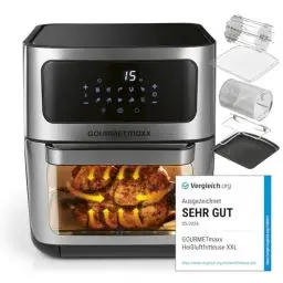 Produktbild: GOURMETmaxx Digitale XXL Heißluftfritteuse 12 Liter - Ofen, Grill und Fritteuse mit Sichtfenster | Fettarme und schonende Zubereitung nahezu ohne Öl | 9 Programme, Timerfunktion für punktgenaues Garen