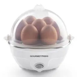 Produktbild: GOURMETmaxx Eierkocher für bis zu 7 Eier | Elektrischer und energiesparender Egg Cooker für individeulle Härtegrade | Inkl. Messbecher mit Ei-Pick für perfekte Ergebnisse | Mit Dampfauslassung (350 W)