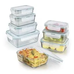 Produktbild: GOURMETmaxx Glas-Frischhaltedosen Klick-it 8er Set | Als Brotdose oder für Meal Prep | Spülmaschinen- Mikrowellen- und Gefrierschrankgeeignet | Aufbewahrungsbox mit Deckel