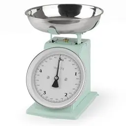 Produktbild: GOURMETmaxx Küchenwaage in Retro-Design | Edelstahl-Waagschale mit exakten Messergebnissen und Tara-Funktion | Ohne Batterien | Bis zu 5kg (Mint)