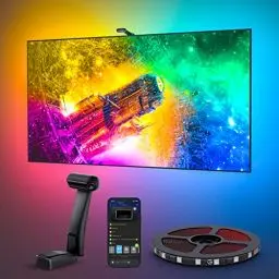 Produktbild: Govee Envisual TV Hintergrundbeleuchtung T2 mit Dual-Kamera für 55-65 Zoll Fernseher und PC, RGBIC WiFi TV LED Hintergrundbeleuchtung kompatibel mit Alexa und Google Assistant für Deko