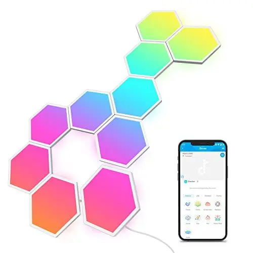 Produktbild: Govee LED Sechseck Hexagon Panel Gaming,10 RGBIC Smart Wandleuchte Funktioniert mit Alexa, Google Assistant, Kreative Dekorative Wi-Fi, Musik Sync für Gaming Beleuchtung & Zimmer Deko