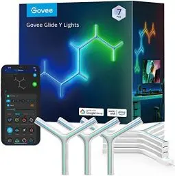 Produktbild: Govee Glide Y Lights, RGBIC LED Gaming Lights, Smart Home DIY Kreative Deko Lights mit Musik Sync & 40+ Szenenmodi, Wi-Fi Wandleuchten für Wohnen, Schlafzimmer, 7er Pack