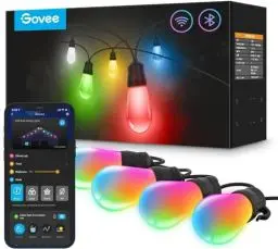 Produktbild: Govee Lichterkette Außen, Smart LED Wifi RGBICW Glühbirnen, IP65 Wasserdicht, Funktioniert mit Alexa und Google Assistant, App-Steuerung, 47 Szenenmodi, 30 LEDs 30m Outdoor