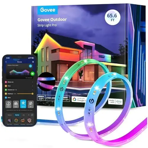 Produktbild: Govee Outdoor LED Strip 20m, RGBIC Pro mit Warmweiß und Kaltweiß, IP65 Wasserdicht LED Streifen mit Alexa, DIY Mehrfarbig für Dach Balkon Garten
