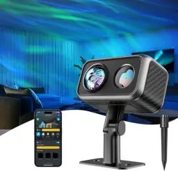 Produktbild: Govee Outdoor Laser Projector, Aurora Nordlicht Projector,16 RGB-Modi, Dreifarbiger Sportlaser, RGBW Aurora Lampe, 50+ Festliche und Alltägliche Szenenmodi, Funktioniert mit Alexa, Google Assistant
