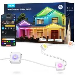 Produktbild: Govee Permanent Outdoor Lights 2, 30m RGBIC Outdoor Lights mit 72 LED Lichtern, IP67 Wasserdicht, 100 Szenen Modi mit 40lm Weiß für Halloween Decor, Arbeit mit Alexa, Google Assistant, Weiße Version