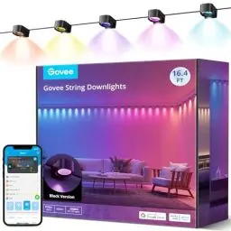 Produktbild: Govee Smart RGBIC Wandleuchte Innen, Led Wandleuchte Kompatibel mit Alexa, WiFi Wandlampe für Party, Musik Sync, Wandleuchte Dimmbar Innenbeleuchtung für Wohnzimmer, Weihnachten Deko, Schwarz, 5M