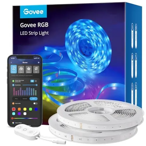Produktbild: Govee WiFi LED Strip 10m, Smart RGB LED Streifen 2x5m, App-steuerung, Farbwechsel, Musik Sync, funktioniert mit Alexa und Google Assistant