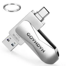 Produktbild: GOVNDVN USB Stick für iPhone 15, 128GB iPhone USB C Sticks mit Typ C & USB 3.0 Flash Laufwerk, iPhone Speicherstick Fotostick Externe Festplatte für iPhone 15/iPad/PC/Mac/Android(360 ° Drehung, 128GB)