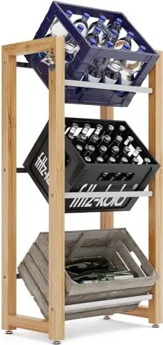 Produktbild: GOWA ORIGIN® Getränkekistenregal 3 Kisten (Bambus) - Premium Getränkeregal CHRIS 2.0 für bis zu 6 Getränke Kisten - Stilvoller Kastenregal Halter für Kisten aller Art Getränkekisten (Für 3 Kisten)