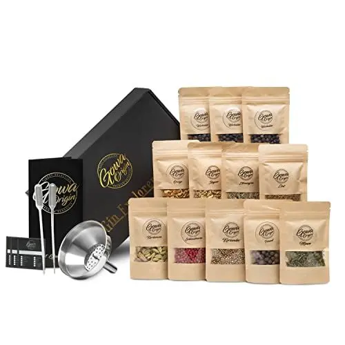 Produktbild: GOWA ORIGIN® Premium Gin Baukasten, Made in Austria + gratis Gin Bibel (E-Book) | Das edelste Set zum Gin selber Machen, bis zu 5L Craft-Gin! (DIY-Gin BOX) (DIY-Gin KIT)