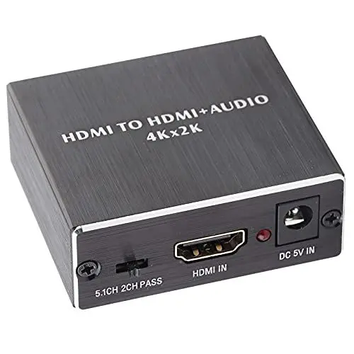 Produktbild: Akozon Splitter, 4K*2K-Extraktor, zu Optischem SPDIF- mit und 3,5-mm-Stereo-Konverter-Adapter, überspringen Sie den 2,0-Kanal-5,1-Kanal-DREI-Modus
