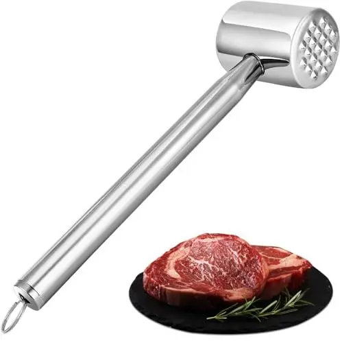 Produktbild: Gowkeey Fleischklopfer Edelstahl 304, Doppelseitiger Fleischklopfer, Fleischhammer, Meat Tenderizer, Schnitzelklopfer, für Steak, Schnitzel, Rindfleisch, Huhn, Schwein, Spülmaschinengeeignet