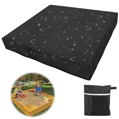 Produktbild: Gowkeey Sandkasten Abdeckung 150x150cm, Abdeckung für Sandkasten, Schutzhülle, Schwarz, Garten