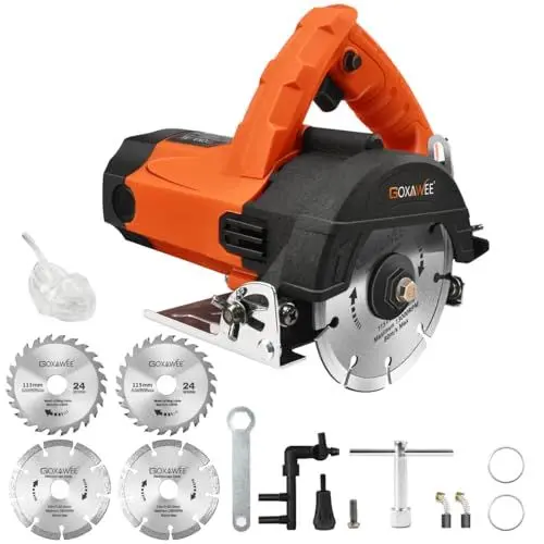 Produktbild: GOXAWEE Professional Handkreissäge, Einstellbarer Winkel bis 45 Grad, Schnitttiefe 90°, 1800W 12000RPM Kabelgebundene kreissäge, Leistungsstarker Kreissäge zum Schneiden von Fliesen, Metall und Holz