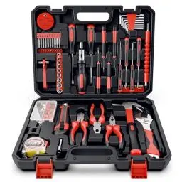 Produktbild: GoYwato Werkzeugkoffer Gefüllt 205tlg - Haushalt Werkzeug Set Werkzeugkasten Gefüllt mit Schraubendreher Hammer Pick und Haken, Haushalt Werkzeugset für DIY und Reparatur, Rot Werkzeugkoffer Klein