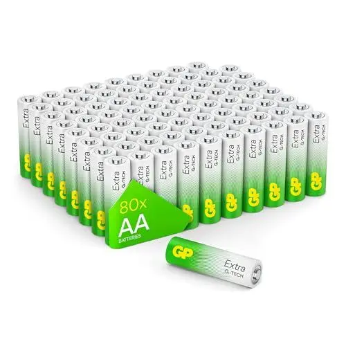 Produktbild: GP Extra Alkaline AA Batterien 1,5V Longlife | 80 Stück R6 Batterien AA Mignon im Vorratspack | Neue G-TECH Technologie - stabile Leistung, Lange Lebensdauer, patentierter Auslaufschutz