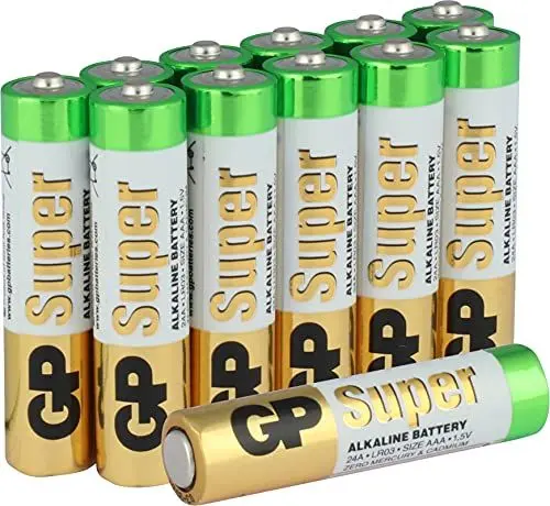 Produktbild: GP Batterien AAA 1,5V, Super Alkaline Longlife Technologie - leistungsstark und auslaufsicher, 12 Stück Microzellen AAA Batterien LR03