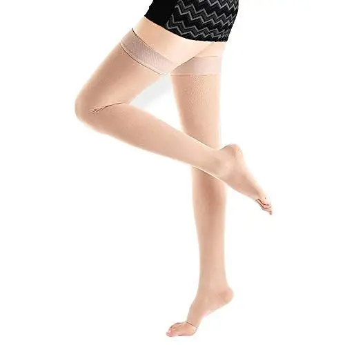 Produktbild: GPAR PREMIUM Medizinische Kompressionsstrümpfe Offener Zeh, Klasse 2, 23-32 mmHG, Für Krampfadern, Ödeme, Beinschmerzen, geschwollene Füße, Besenreiser - Unisex (BEIGE, L)