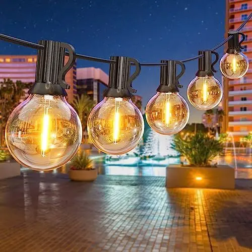 Produktbild: GPATIO LED Lichterkette Außen, 18M Lichterkette außen strom mit 30+1 Stk. Warmweiße G40 Glühbirnen Plastik, IP45 Wasserdicht Innen/Außen Lichterketten für Garten, Terrasse, Hochzeiten, Partys