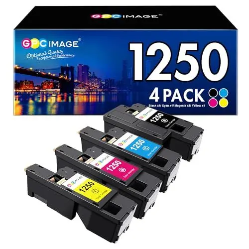 Produktbild: GPC IMAGE 1250 Toner Kompatible für Dell 1250c 1250 Multipack Druckerpatronen für C1765nfw C1765nf C1760nw 1350cnw 1355cn 1355cnw C1760 C1765 (4er-Pack, Schwarz Cyan Gelb Magenta)