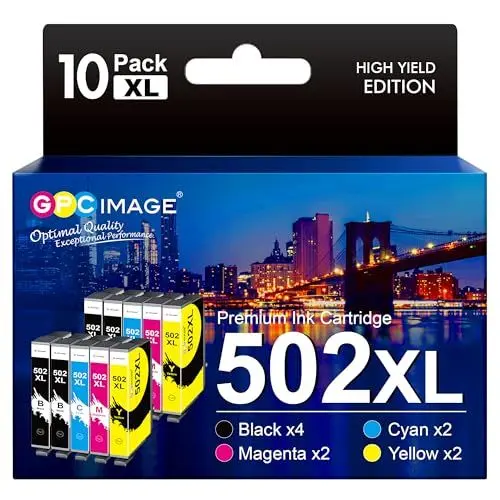 Produktbild: GPC IMAGE 502XL Multipack Kompatible für Epson 502 XL 502 502XL für Druckerpatronen Epson WF-2860 WF-2865 WF-2880 WF-2885 XP-5100 XP-5105 XP-5115 XP-5150 XP-5155 WF-2860DWF WF-2865DWF (10er-Pack)