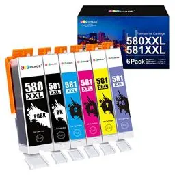 Produktbild: GPC IMAGE 580 581 XXL, Kompatibel für Canon PGI-580 CLI-581 Patronen, für Canon Pixma TS8250 TS8150 TS9155 TS8251 TS8151 TS8152 TS8252 TS9150 TS9155 TR8550 (6er-Pack, CLI-581XXL Foto Blau)