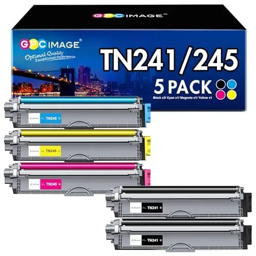 Produktbild: GPC IMAGE TN241 TN245 Kompatibel für Brother TN242CMY TN242BK für MFC 9332CDW DCP 9022CDW HL-3142CW DCP-9020CDW HL-3140CW MFC-9142CDN HL-3152CDW TN242 TN246(Schwarz Cyan Gelb Magenta, 5er-Pack)