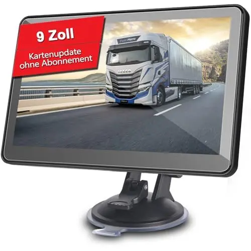 Produktbild: GPS Navigationsgerät für Auto, GPS Navi mit 9 Zoll Touchscreen Navigation für Auto PKW LKW, Europa UK 52 Karten Lebenslanges Kartenupdate ohne Abonnement mit POI Blitzerwarnung Sprachführung Fahrspur