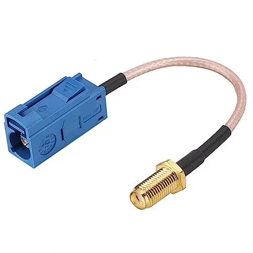 Produktbild: GPS-Antennenadapterkabel, Fakra-zu-SMA-Stecker, Verlustarm, Feines Kupfer, Hohe Temperaturbeständigkeit, Breite Anwendbarkeit, Verwendet für HF-Anwendungen, Antennen