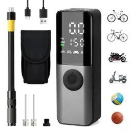Produktbild: GPUTEK Elektrische Fahrradpumpe, Mini Fahrradpumpe 150PSI mit Digitales Druckmessgerät, Fahrradpumpen Elektrisch Aufladbar mit Ventilzubehör für Rennrad, Mountainbike, E-Bike, Motorrad
