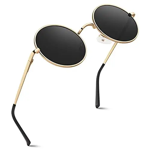 Produktbild: GQUEEN Retro Runde Polarisierte Sonnenbrille Herren Damen UV400 Schutz MEZ1