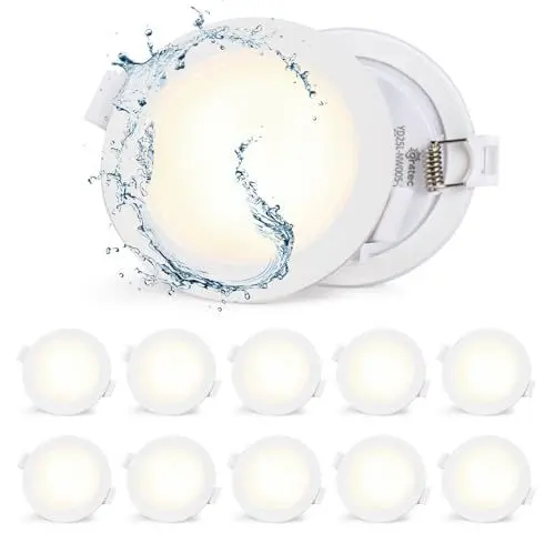 Produktbild: Gr4tec LED Spots 230V IP65, 10 x 5W Einbaustrahler LED Flach Warmweiß 2700K 400LM, Spots Deckenleuchte Weiß Loch 68-80mm, Einbauleuchten für das Bad, Deckenspots für Wohnzimmer Küche Büro