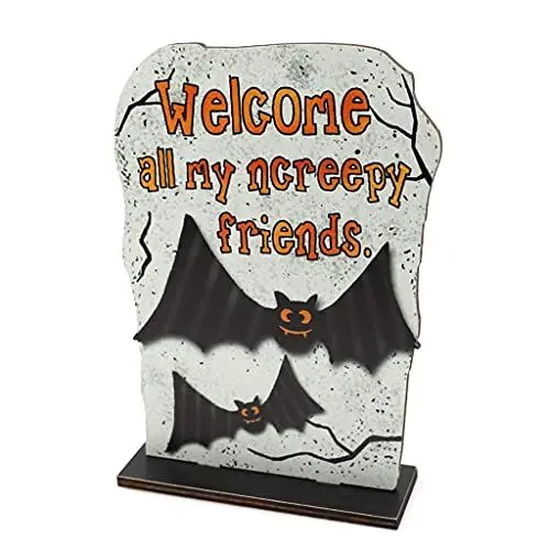 Produktbild: Grabstein Holzschild Cartoon Fledermaus Halloween Tischdekoration Tablett Schreibtisch Ornament