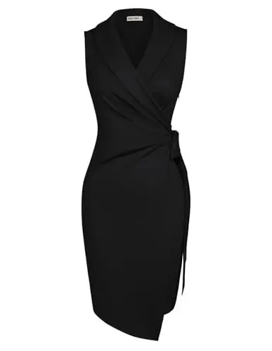 Produktbild: GRACE KARIN Abendkleid Damen V-Ausschnitt Festlich Schwarz Sommerkleid Damen Lang Hochzeit Einfarbig L Schwarz -1
