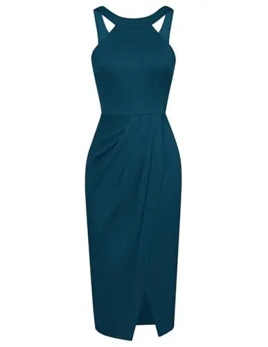 Produktbild: GRACE KARIN Slim Fit Neckholder Damen Kleider Maxikleider Abendkleid Blaugrün XXL